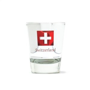 Image of Shotglas silbrig Switzerland rot kl.